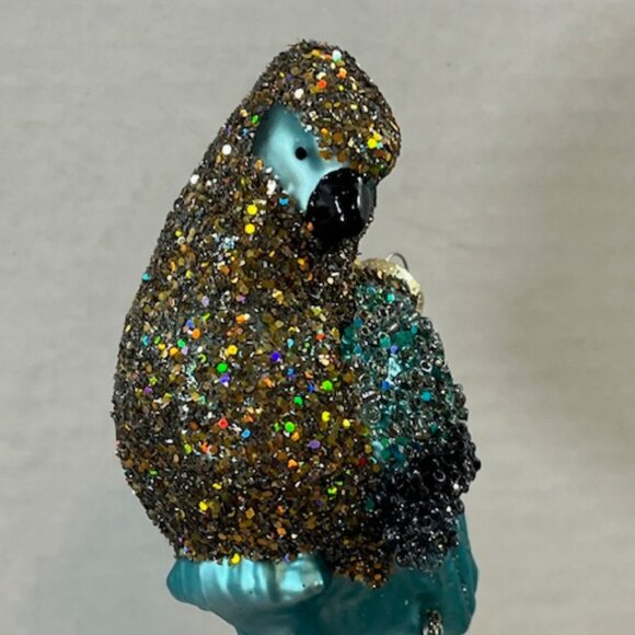 Glittered Blue Parrot Bird Christmas Tree Ornament 2.5"x 5" - Picture 10 of 14